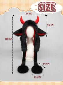 1pc Unisex Cartoon Textured Fleece Cute Christmas Reindeer Ear Muff Scarf With Hat, Thick Warm Soft Plush, Winter Accessory