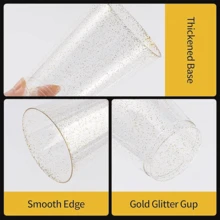 12 Oz 50 PCS Gold Glitter Plastic Cups, Gold Rimmed Disposable Wine Glasses Disposable Glitter Cups, Elegant Plastic Cocktail Glasses, Gold Rimmed Plastic Cups, Fancy Party Cups For Wedding, Birthday, Holiday - Vàng Flash 12 oz - Xem 4