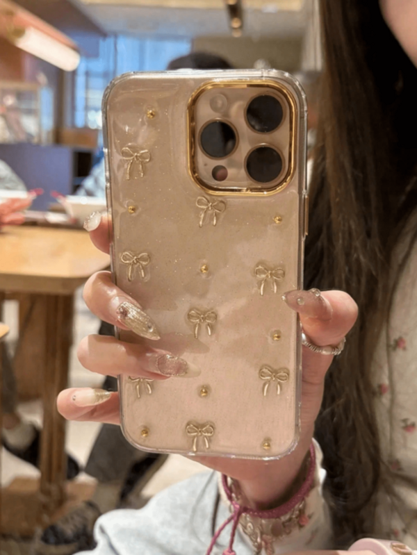 Glitter 3D Hollow Out Metal Heart Phone Case Compatible With Apple 17 16 15 14 13 12 Pro Max Plus 11 Women Cute Epoxy Clear Shockproof Cover Waterproof Anti-Fall Scratch Resistant