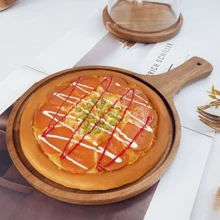 1 块红木披萨板、木制托盘、切菜板、奶酪托盘、披萨托盘、带手柄的光滑红木切菜板、食物切菜板、用于奶酪、肉类、水果和蛋糕的食物托盘、易于清洁的餐盘、厨房用品、烘焙用品 - 摩卡棕 - 查看 8