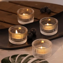 烛台套装 4/12/24/36 个，2 英寸 X 1.4 英寸小玻璃茶灯供奉蜡烛台（不含蜡烛），非常适合婚礼餐桌中心装饰和万圣节圣诞节节日派对家居装饰 - 無色 - 查看 6