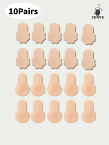 10/20 Stück (10 cm Durchmesser) Marken-Brustlifting-Tape in Große Größen, wiederverwendbar, unsichtbar, rutschfest für große Brüste, Anti-Glanz Brustaufkleber und Wegwerf-Stretchvlies-Nippelaufkleber zur Faltenprävention - Größen für Cups A B C