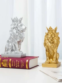 1 pieza Estatua del Rey León con corona, decoración de estilo nórdico para el hogar y el estudio, figura coleccionable, adecuada para la decoración del hogar, la decoración del dormitorio, la oficina y los estudiantes, el mejor regalo de Navidad