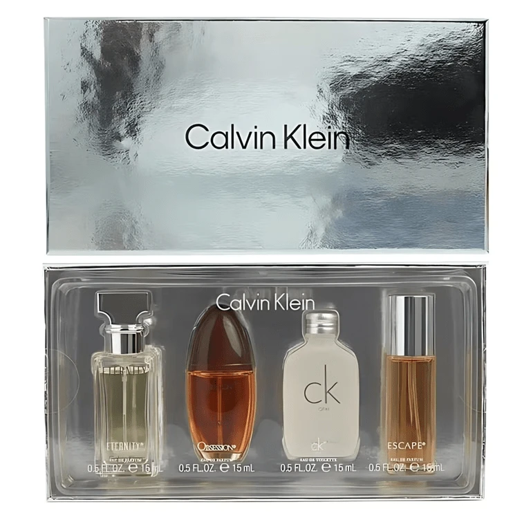Calvin Klein 4 件套礼品套装（5ml Eternity EDP + 5ml Obsession EDP + 5ml One EDT + 5ml Escape）女士迷你套装香水旅行必备套装 4 件套四件套 4*0.5 盎司/15 毫升持久永恒优雅多样女朋友妻子母亲朋友生日毕业派对旅行露营户外学校校园旅行节日夏季秋季万圣节夏季精选夏季必备夏季经典简约别致礼物魅力氛围日常使用 - 多樣化香型 - 查看 1