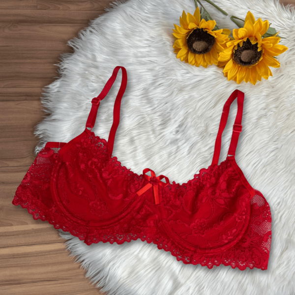 Sutiã Renda Floral Com Aro Sutiã Forrado Meia Taça Sem Bojo Primavera Verão Outono Inverno M G GG