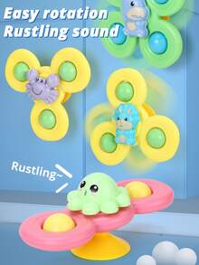 3 طقم ألعاب دوارة للاستحمام للأطفال الرضع، ألعاب مضحكة للاستحمام بشفاطات دوارة وأكواب شفط، خشخيشات كرتونية للتسلية والتعليم، هدايا عيد ميلاد للأطفال