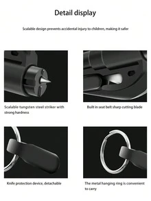 1 件装多功能迷你汽车锤弹簧破窗器、便携式钥匙扣/紧急逃生工具，用于打破玻璃、切割安全带