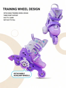 Pattini a rotelle Xiao Yao Xing per principianti con ruote ausiliarie, set di scarpe da pattinaggio con assistenza all'equilibrio, facili da imparare per uomini e donne, pattini in linea per uso esterno - Viola - Visualizzare 6