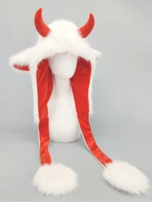 1pc Unisex Cartoon Textured Fleece Cute Christmas Reindeer Ear Muff Scarf With Hat, Thick Warm Soft Plush, Winter Accessory