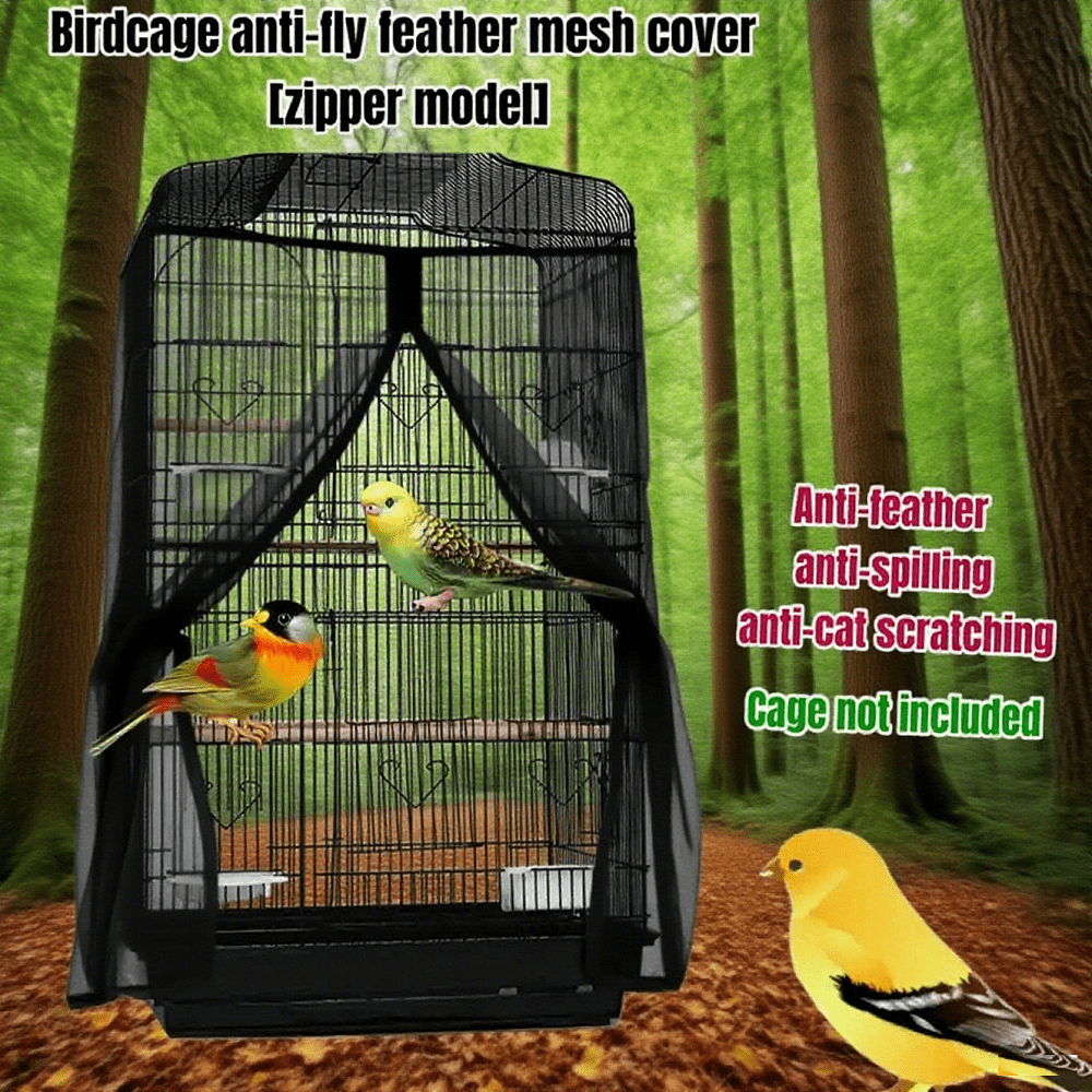 1pc Mesh Zipper Parrot Bird Cage Cover, Convenient Open-Close Breathable Mosquito & Dust Proof Net Cage Accessory, Suitable For Birds & Small Pets, All Season