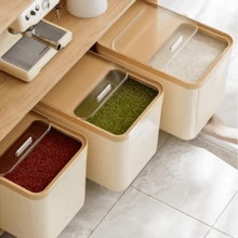 10LB/20LB/30LB Airtight Food Storage Container, Moisture & Pest Proof, Easy Press Dispenser, With Measuring Cup, Ideal For Rice, Grains, Sugar, Flour And Pet Food Storage, Great For Kitchen, Home And Commercial Use