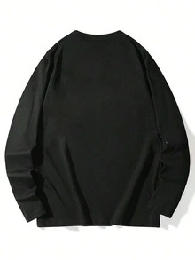 女士棉质长袖 T 恤，宽松中长款黑色上衣，分层 T 恤，时尚秋冬