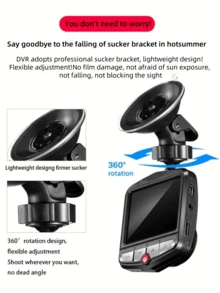 Cámara de salpicadero HD 1080P con pantalla LCD de 2.4", grabación en bucle, monitoreo de estacionamiento 24/7, detección de movimiento y visión nocturna - DVR Full HD para vehículos, montaje adhesivo fácil, alimentado por encendedor de cigarrillos, incluye accesorios - Regalo navideño