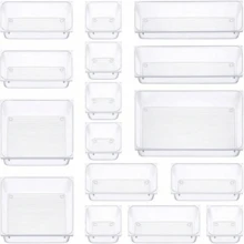 Kit 25 Organizadores Acrílico Transparente Empilhável Modular para Gavetas, Geladeiras Organização - Transparente - Visão 2