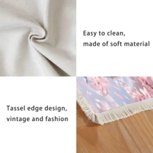 1 pieza Mantel individual con estampado floral de lino con flecos, mantel de mesa de comedor lavable, decoración del hogar, vajilla, cocina, decoración de fiesta interior/exterior, regalo ideal - Multicolor - Ver 4