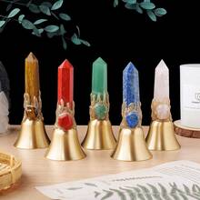 1个天然水晶尖头手摇铜铃铛床头铃铛叫醒课堂家居装饰圣诞铃铛礼品纪念品圣诞礼物 - 水晶柱鈴鐺 - 查看 2