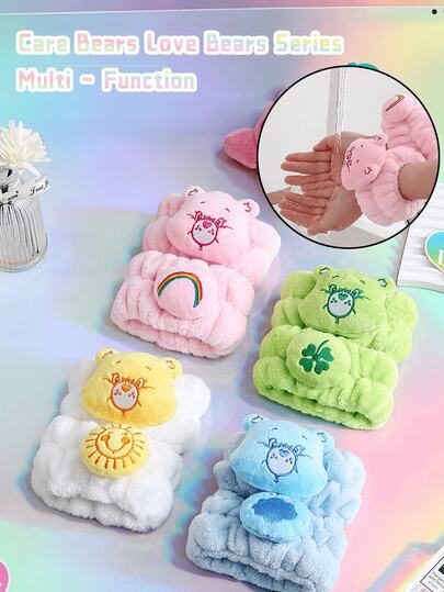 The Care Bears Series Premium Soft Flannel Wristbands, Muitiple Colors Available, Offering A Multi-Functional And Cute Accessory For All Ages, Soft Flannel Material And Feature A 360° Snug Fit For Comfort, Practical For Daily Use And Travel, Decorative Accessories, Perfect For Both Bath And Cleaning Tasks