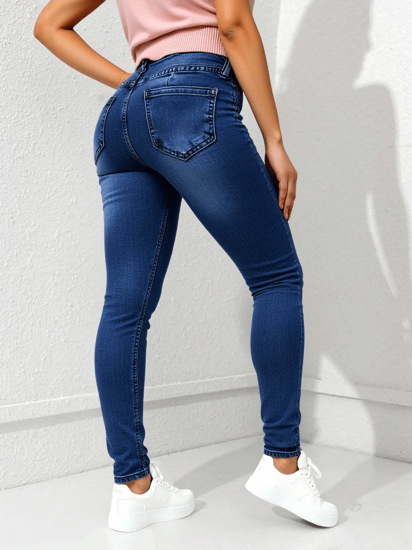 Jeans pitillo de cintura alta - Azul - Ver 1