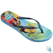 Havaianas Slim Tropical Summer Floral Delicate Women's Original Flip-Flop Sandal - 藍/藍 - 查看 4