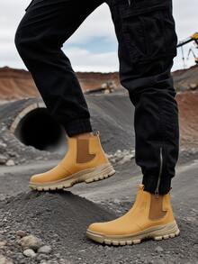 Shoes/Men's Boots/Men's Shoes/Men's Work Safety Shoes High-Top Yellow Slip-On Safety Work Boots Anti-Smashing Anti-Pier Climbing Boots Industrial Construction Steel Toe Cap Spark Cut-Proof Work Shoes Outdoor Sports Shoes Foot Protection Fashion Men's Shoes - 黃色 - 查看 11