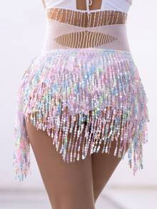 Draped Sequin Fringe Hip Accent, Dance Performance & Rave Costume Accessory - Multicolor - View 18