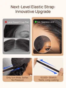 Nadula 7x5 Bye-Bye Slip™ Wig Black Water Wave Flexible Mesh Cap Wig With Secure Silicone Strips And Drawstring No Slip Glueless Wig Water Wave With Baby Hair Pre Cut Pre Plucked Bleached Knots Ready To Wear Glueless Human Hair Wigs 180% Density - SNatural - 查看 10