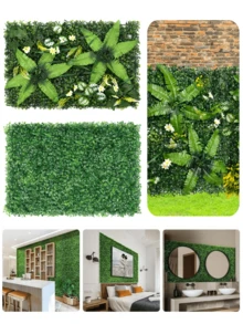 Nejlue Artificial Flowers/Plants1111 Home & Living 1Pc 60*40cm Plastic Artificial Boxwood Plant Wall, UV-Resistant Privacy Screen, Artificial Hedge Grass Mat Green Wall Panels, Artificial Plant Leaves Garden Fence,For Home Decor,Room Decor,Garden Decor,Wall Decor,Indoor Outdoor Decor, Bedroom Decor,Wedding Decoration,Party Decorations,Birthday Decoration,Christmas Decorations - Multicolor - View 6