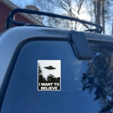 I Want To Believe 乙烯基車門貼紙，啞光表面，自黏式，單次使用，不對稱形狀，適用於汽車與表面裝飾，文具用品 - 彩色 - 查看 8