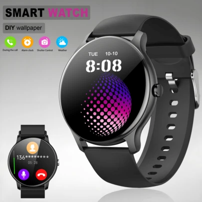 1pc Unisex Silicone Strap Smart Watch, Featuring Wireless Calling, Pedometer, Calorie Counter, Distance Tracking, Multiple Sports Modes, Alarm, Call & Message Alerts, 1.32" Round HD Display, Full Touch Screen, Compatible With Android & IOS Smartphones, Suitable As Holiday Gift