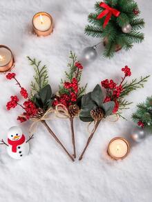 1/3/5/130PCS 10.23 英寸人造圣诞签 - 什锦红色浆果签、人造松树签喷雾，配以松果和冬青叶，可用于制作令人惊叹的花卉布置和花环，适合冬季假日装饰、阳台装饰、门廊装饰、秋季花卉、秋季房间装饰、圣诞装饰、万圣节户外装饰、厨房配件、返校、浴室配件、大学必需品、圣诞礼物、花园家具、伴娘礼物 - 紅綠色2 - 查看 6
