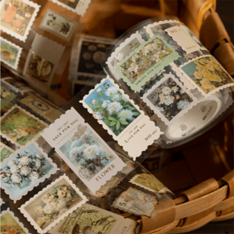 烫印章、胶带、复古花卉目录、DIY 帐户、装饰拼贴材料封口贴纸