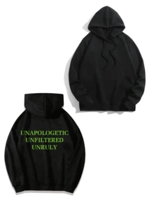 Personalized Text Customized Plus Size Men's Thermal Lined Hoodie Sweatshirt For Valentine's Day, Upload Your Favorite Quotes, Sayings, Funny Texts, Men's Customized Hoodie, Birthday/Valentine's Day/Father's Day/Party Anniversary/Birthday Gift - Black - View 3