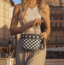 Classic Checkered Design Crossbody Bag–Matches Diverse Styles For Outings, Commutes & Leisure Time  Ample Space For Daily Errands, Casual Outings & Travel Adventures - 黑白格子 - 查看 1
