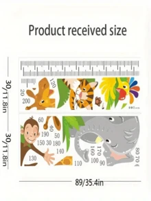 1 pieza Adhesivo de gráfico de altura, Pegatina de gráfico de crecimiento con patrón de coche de dibujos animados, camión, tractor, bulldozer, regla de medición de crecimiento, decoración de pared para dormitorio y hogar - Multicolor - Ver 3