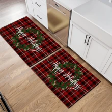 1 pièce Paillasson avec texte "Joyeuses Fêtes" et imprimé graphique, convient comme cadeau de Noël, décoration de Noël, en fausse laine, très absorbant et facile à nettoyer, idéal pour la décoration de la maison, le style campagnard, l'entrée, l'intérieur, la chambre, la cuisine, la salle à manger, le petit bureau/bureau à domicile, l'évier, la buanderie, le paillasson, le tapis de cuisine, tapis antidérapant - Multicolore - Voir 12