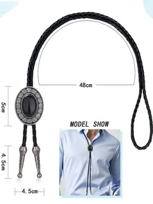 Yanxyad Handmade Bolo Tie For Men, Western Cowboy Leather Necktie Halloween Costume Accessories For Men Women
