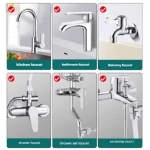 1pc Faucet 1-To-2 G1/2 Adapter, Sink/Washing Machine Water Inlet Hose Splitter, Universal Shower Head Diverter - Silver - View 4