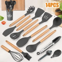 Lislark Set Of 14PCS Kitchen Utensils Set Silicone Cooking Nonstick Spatula Turner Spoon Tools - Grey - View 1