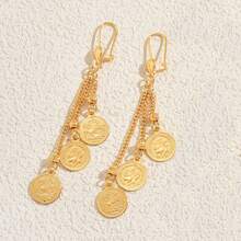1 szt. Modne, spersonalizowane kolczyki z portretem i monetą, damskie, w odcieniu złota, pasujące do stylu vintage