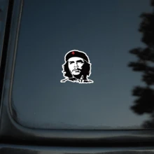 切·格瓦拉革命人乙烯基贴纸 - 卡通主题，自粘，一次性使用，哑光饰面，不对称形状，适用于塑料表面、左侧汽车保险杠和窗户贴花