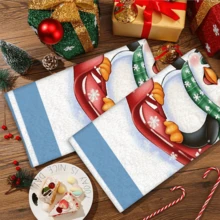 2/4 pièces Serviettes à motif pingouin, cadeaux de Noël, décorations de Noël, serviettes microfibre super absorbantes et modernes pour la cuisine, la cuisson, la vaisselle, le nettoyage, les serviettes de toilette, la décoration de cuisine, cadeaux pour les voisins, les mamans, les anniversaires, les pendaisons de crémaillère pour les amis, les essentiels de cuisine, les nécessités quotidiennes