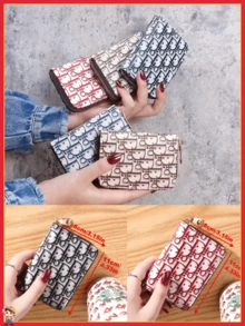 高端优雅三角形图案，3.75英寸*1.98英寸，多功能女士钱包、钥匙盒、口红包、小巧轻便、时尚、配饰包、零钱包 - 彩色 - 查看 1