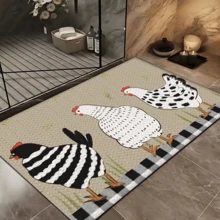 1 Stück Teppich mit Hahn-Muster aus Silikagel für die Küche, waschbarer rechteckiger Teppich für Wohnzimmer, Schlafzimmer, Flur, Badezimmer, Waschküche - Polyester Teppich, geeignet für Innen- und Außenbereich Heimdekoration