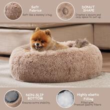 1pc Langxingcs Warm & Soft Plush Pet Round Bed, Fluffy Winter Cozy Pet Round Cushion Nest For Medium/Large/Small Cats And Dogs
