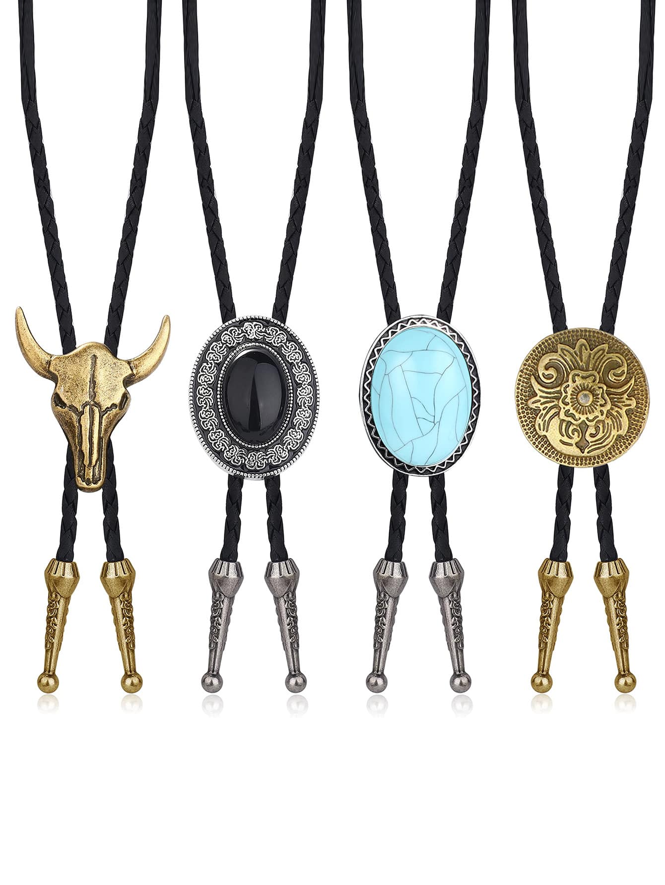 Yanxyad Handmade Bolo Tie For Men, Western Cowboy Leather Necktie Halloween Costume Accessories For Men Women