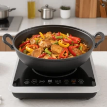 Lislark Cast Iron Shallow Casserole Dish Pan Cooking Pot Stew Stockpot Kitchen Cookware - 黑色 - 查看 7