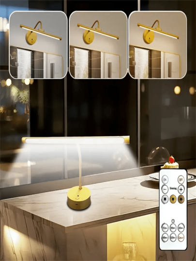 1PC Remote Control Wiring Free USB Plug In Charging Wand Lamp Infinite Three Button Dimming, 360 Degree Rotation Wireless Magnetic Lamp, Small Night out Punching, Bedside Bedroom Reading Washing ative Painting Lighting, Tree Exhibition Hall ation (1800mAh) view 2