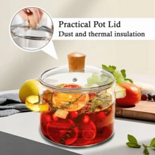 Clear Glass Saucepan With Lid For Cooking Instant Noodles, Soup Cooker 1.5L 50oz Pan For Small Stockpot On The Stove Top - 黃色 - 查看 2