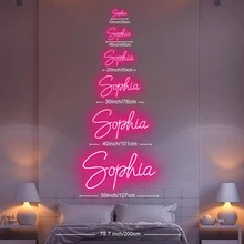 Pink Custom Neon Sign, Neon Name Signs Personalized For Kid Rooms, LED Name Neon Light For Wedding, Bedroom Wall Decor, Customized Shop Signs Business Sign - 彩色 - 查看 5