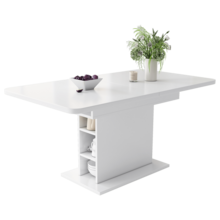 Extendable Dining Table - Rectangular, Space-Saving, With Storage, White - White - View 9